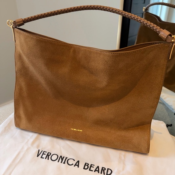 Veronica Beard Handbags - Veronica Beard Chestnut Suede Braided-Handle Shoulder Bag
New
